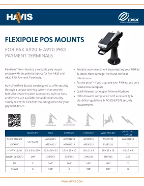 FlexiPole POS Mounts for PAX A920 & A920 Pro - Data Sheet