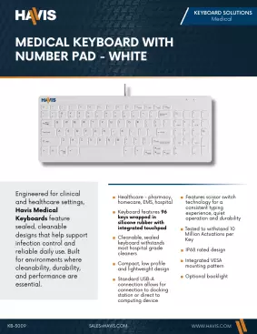 Medical Keyboard with Number Pad – White Sales Sheet