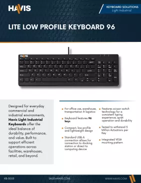 Lite Low Profile Keyboard 96 Sales Sheet