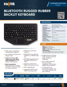 Rugged Rubber Bluetooth Backlit Keyboard Sales Sheet
