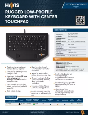 Rugged Low Profile Keyboard with Center Touchpad Sales Sheet