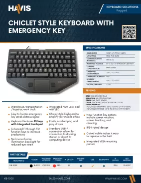 Chiclet Style Keyboard with Emergency Key Sales Sheet