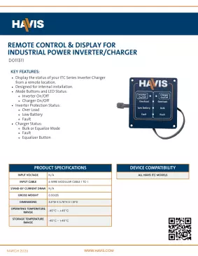 Remote Control & Display for ITC Series Inverter Charger – Sales Sheet