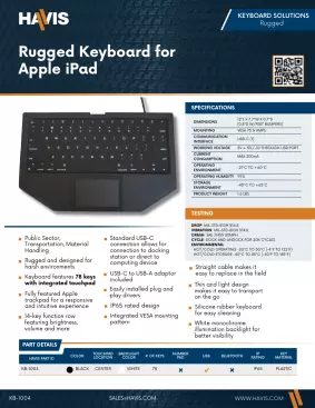 Rugged Keyboard for Apple iPad Sales Sheet