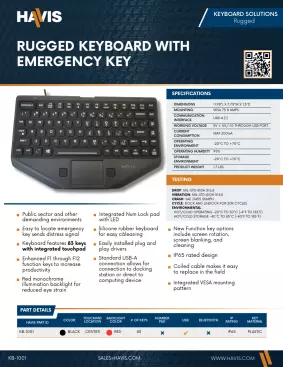 Rugged Keyboard with Emergency Key (KB-1001) Sales Sheet